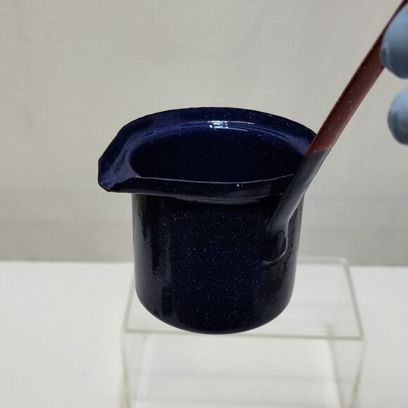 Cinsa Metal Enamel Ladle Dipping Milk or Butter Warmer Ladle Pour Spout & Handle - Picture 6 of 8